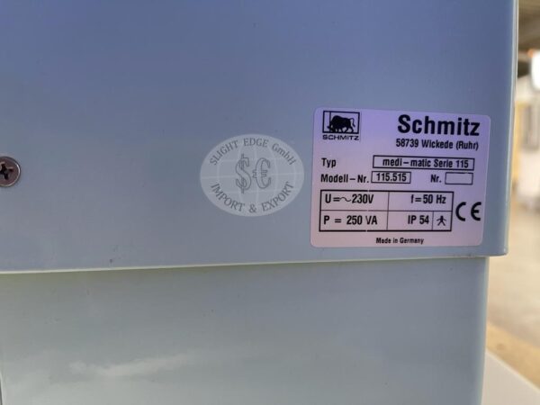 Schmitz u. Söhne medi-matic-Serie-115 Untersuchungsstuhl Gynäkologie grün Datenschild
