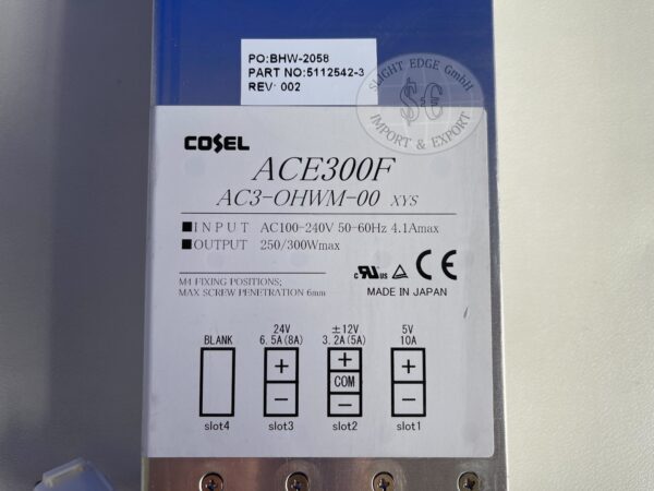 GE HealthCare ACE300F Power Supply - 5112542 - Datenschild
