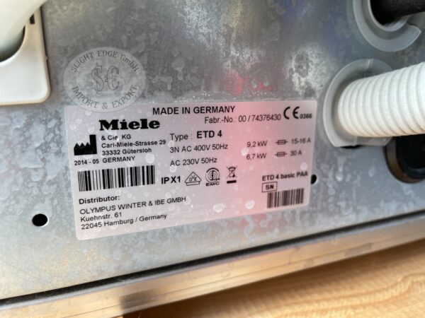 Olympus ETD 4 basic PAA Laborspülmaschine - REF 74376430 -Datenschild