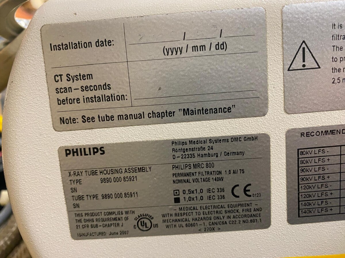 Philips - X-Ray Tube - Röntgenröhre - MRC 800 - PN 989000085921 - 989000085911 - Baujahr 06/2007