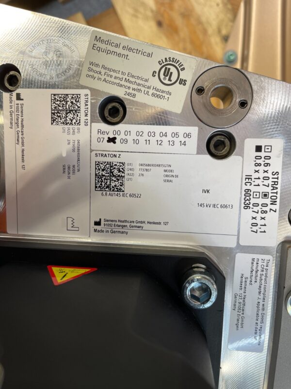 Siemens Straton Z Röntgenröhre - PN 7737807 - Datenschild