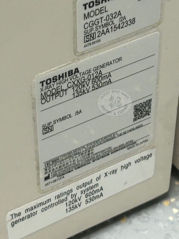 Toshiba Aquilion Prime CT Scanner - TSX-303A - Datenschild