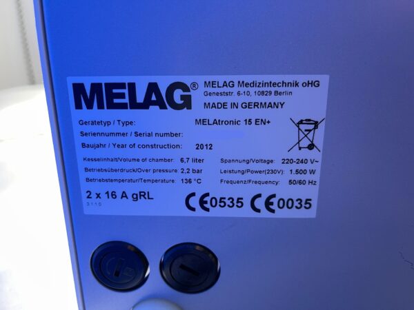 Melag - MELAtronic 15 EN+ - Steam Sterilizer - Dampfsterilisator