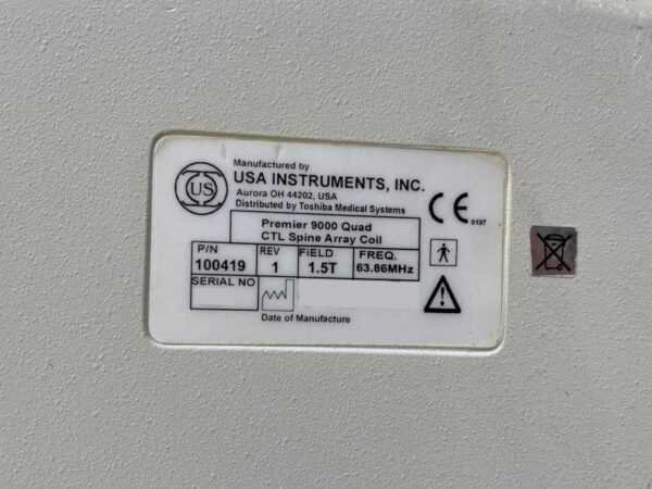 Toshiba - Premier 9000 Quad QD C/T/L Spine Array Coil - Premier 9000 Quad QD C/T/L Wirbelsäulenspule - PN MJAS-127A - 100419
