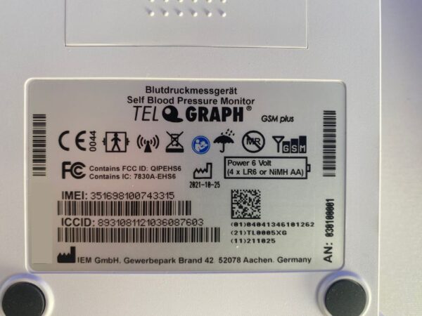IEM - Tel-O-Graph GSM - Self Blood Pressure Monitor - Selbst-Blutdruckmessgerät - REF 3010001