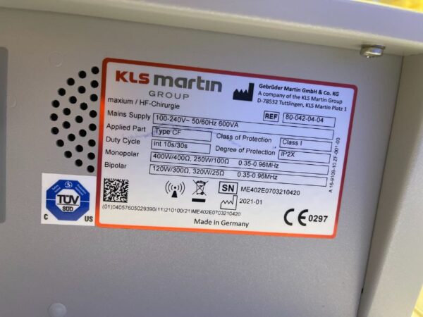 KLS Martin - High Frequency Electrosurgical Unit - Hochfrequenz-Elektrochirurgiegerät - maXium - REF 80-042-04-04