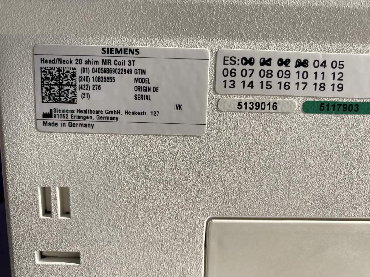 Siemens - Head/Neck 20 shim MR Coil - Kopf-/Nacken-20-Kanal-MR-Spule - PN 10835555