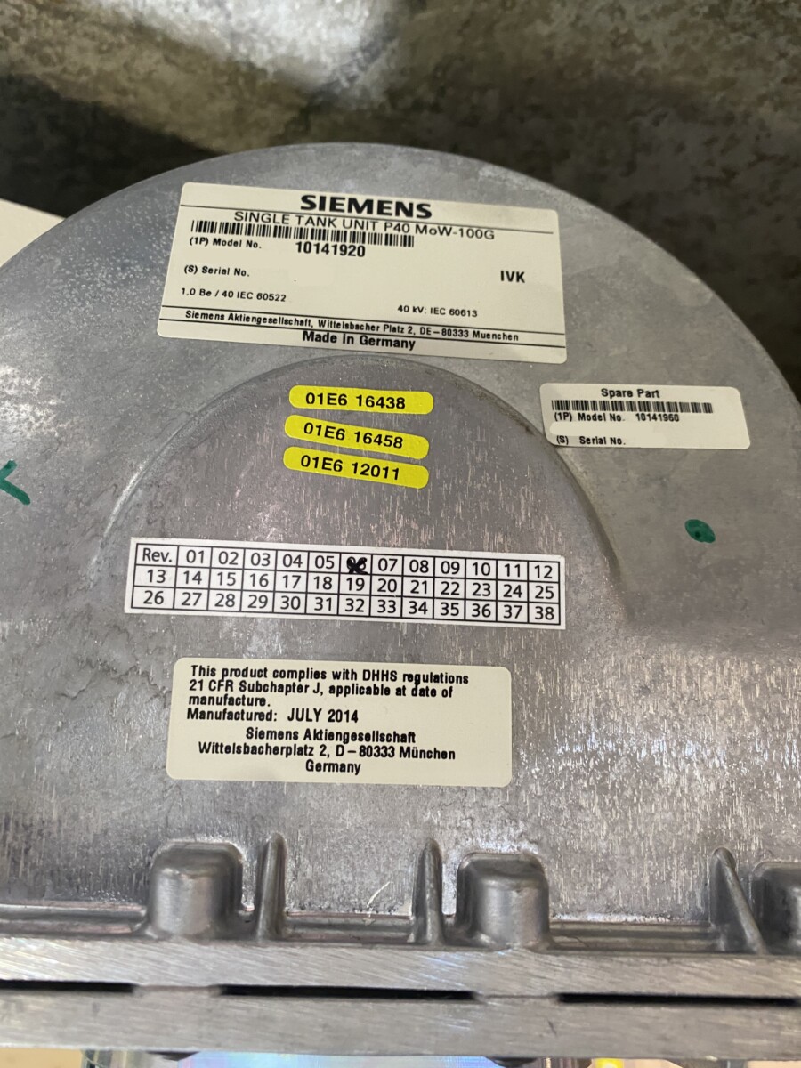 Siemens - Single Tank Unit P40 MoW-100G - X-ray Tube - Röntgenröhre - PN 10141920 - 10141960 - 3122509
