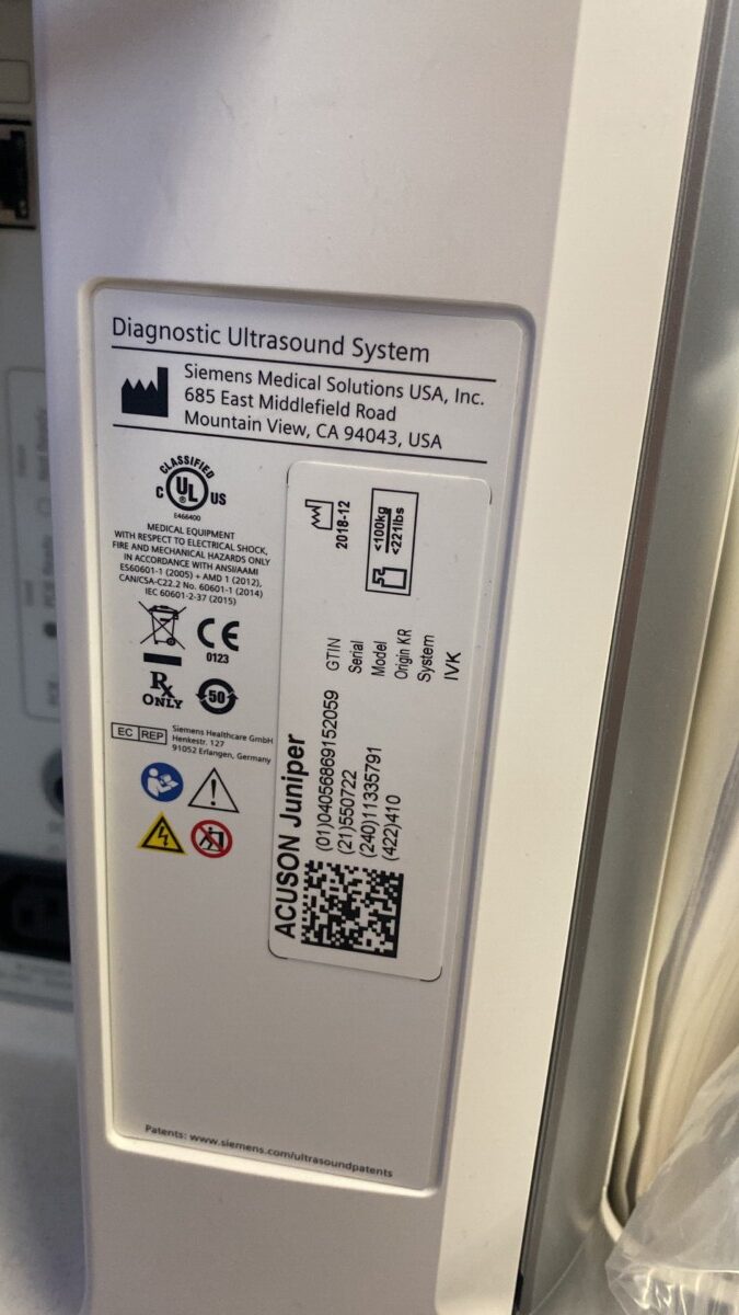 Siemens - ACUSON Juniper - Ultraschallgerät - Ultrasound System - REF 11335791