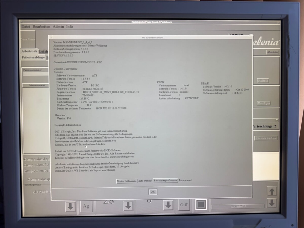 Hologic - Lorad Selenia - Mammographie-System - Mammography System - REF 4-000-0014 - Baujahr 10/2009