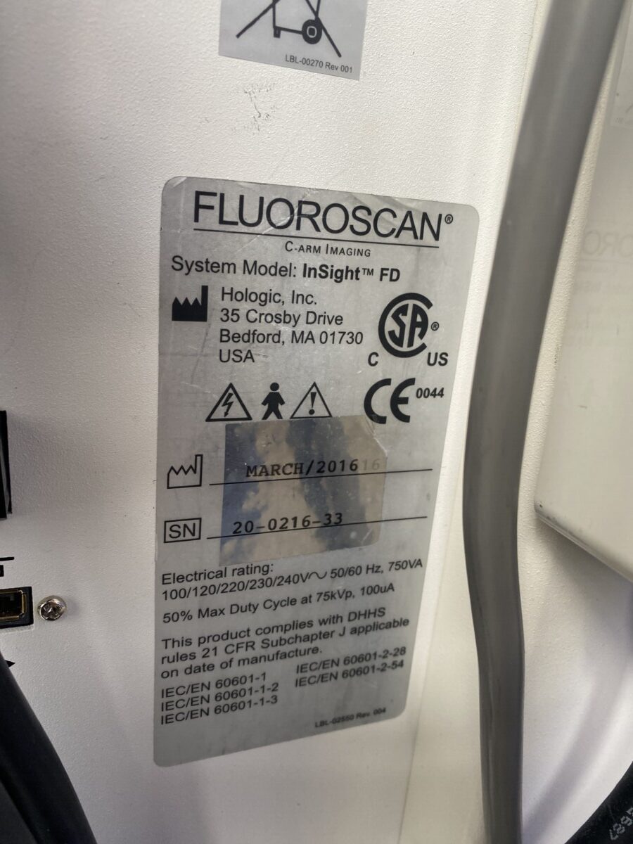 Hologic - InSight FD - C-Bogen-System - C-arm System - Baujahr 03/2016